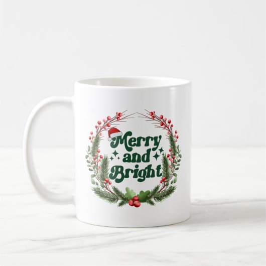 そしてメリー鮮やかな赤い緑のかわいいクリスマス コーヒーマグカップ (左)