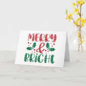 そしてメリー鮮やかな赤い緑の休日のクリスマス カード (黄色い花)