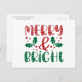 そしてメリー鮮やかな赤い緑の休日のクリスマス ポストカード (正面/裏面)
