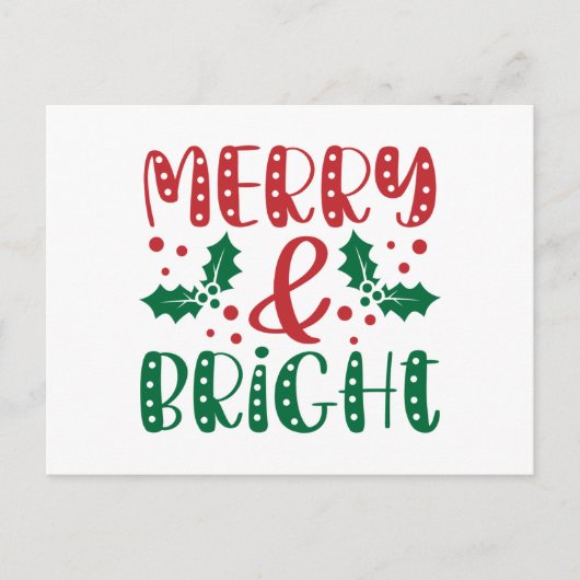 そしてメリー鮮やかな赤い緑の休日のクリスマス ポストカード (正面)