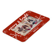 そしてメリー鮮やかな赤い雪の結晶クリスマス マグネット (左側)