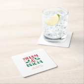 そしてメリー鮮やかな赤と緑の柊の聖降誕祭 スクエアペーパーコースター (インサイチュ)