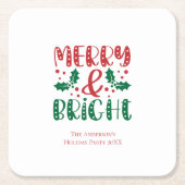 そしてメリー鮮やかな赤と緑の柊の聖降誕祭 スクエアペーパーコースター (正面)