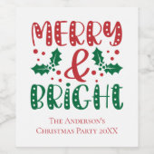 そしてメリー鮮やかな赤と緑の柊の聖降誕祭 ワインラベル (シングルラベル)