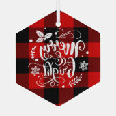 そしてメリー鮮やかな赤と黒のバッファローの牧草地が ガラスオーナメント (裏面)