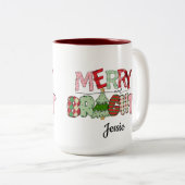 そしてメリー鮮やかな赤のクリスマス ツートーンマグカップ (正面右)