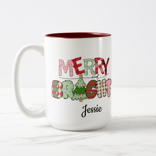 そしてメリー鮮やかな赤のクリスマス ツートーンマグカップ (左)