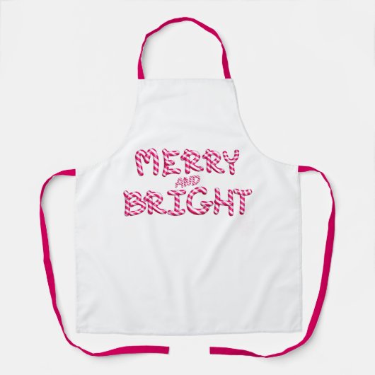 そしてメリー鮮やかな赤キャンディ・ケーン・クリスマス エプロン (正面)