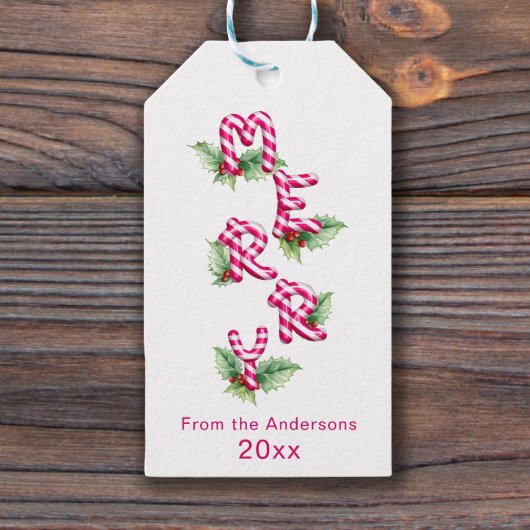 そしてメリー鮮やかな赤キャンディ・ケーン・クリスマス ギフトタグ