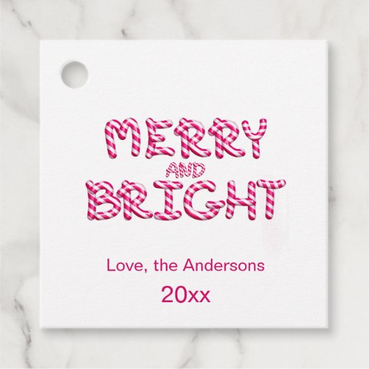 そしてメリー鮮やかな赤キャンディ・ケーン・クリスマス フェイバータグ (正面)