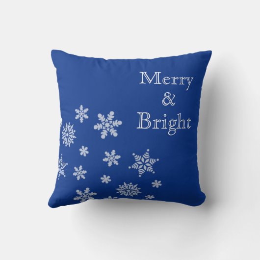 そしてメリー鮮やかな雪の結晶が青いクリスマス クッション (裏面)