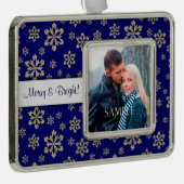 そしてメリー鮮やかな雪片テンプレート シルバープレートフレームオーナメント (右)