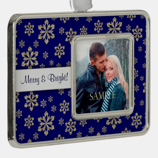 そしてメリー鮮やかな雪片テンプレート シルバープレートフレームオーナメント (右)