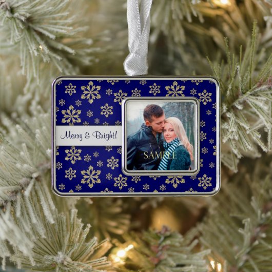 そしてメリー鮮やかな雪片テンプレート シルバープレートフレームオーナメント (ツリー)