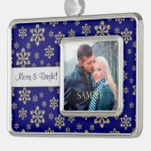 そしてメリー鮮やかな雪片テンプレート シルバープレートフレームオーナメント (左)