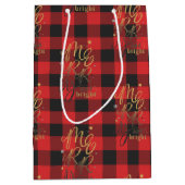 そしてメリー鮮やかな黒い赤いバッファロー・プレイド素朴 ミディアムペーパーバッグ (正面)