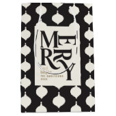 そしてメリー鮮やかな黒と金ゴールドのヴィンテージのクリスマス ミディアムペーパーバッグ (正面)