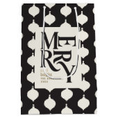 そしてメリー鮮やかな黒と金ゴールドのヴィンテージのクリスマス ミディアムペーパーバッグ (裏面)