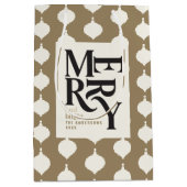 そしてメリー鮮やかな黒と金ゴールドのヴィンテージのクリスマス ミディアムペーパーバッグ (正面)