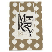 そしてメリー鮮やかな黒と金ゴールドのヴィンテージのクリスマス ミディアムペーパーバッグ (裏面)