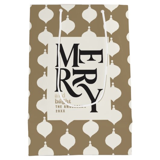 そしてメリー鮮やかな黒と金ゴールドのヴィンテージのクリスマス ミディアムペーパーバッグ (裏面)