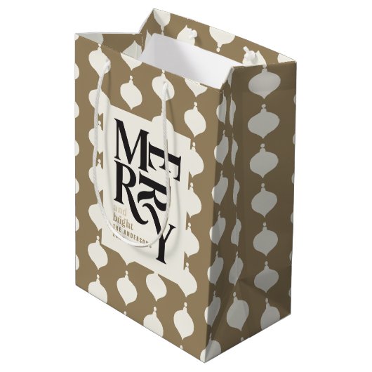 そしてメリー鮮やかな黒と金ゴールドのヴィンテージのクリスマス ミディアムペーパーバッグ (裏面アングル)