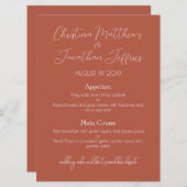 そしてモダンエレガントテラコッタ結婚の夕食は メニュー (正面/裏面)