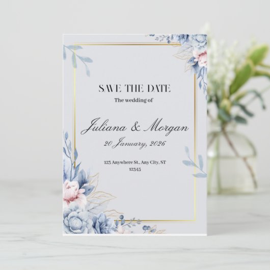 そしてモダン完璧な結婚式の日のためのシックなデザイン 招待状 (スタンド正面)