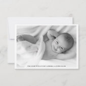 そしてモダン、おもしろいが始まる生まれたばかりのベビー 案内状 (裏面)