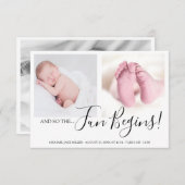 そしてモダン、おもしろいが始まる生まれたばかりのベビー 案内状 (正面/裏面)