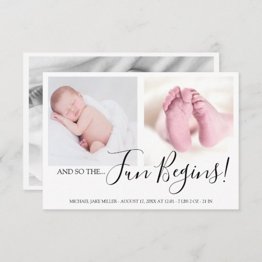 そしてモダン、おもしろいが始まる生まれたばかりのベビー 案内状 (正面/裏面)