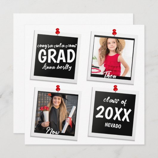 そして今かわいい2枚の写真の卒業 案内状 (正面/裏面)