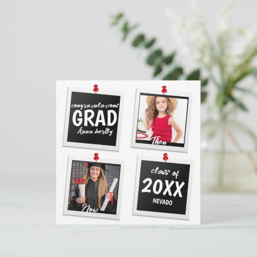 そして今かわいい2枚の写真の卒業 案内状 (スタンド正面)