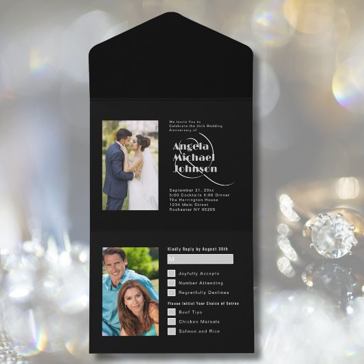 そして今ブラックシルバー25周年結婚を迎える オールインワン招待状