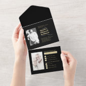 そして今ブラック金ゴールド50結婚周年 オールインワン招待状 (貼ってはがせる)