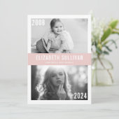 そして今赤面ピンクフォトコラージュ卒業 招待状 (スタンド正面)