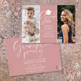 そして今2つのフォトピンクの卒業式パーティー 招待状