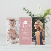 そして今2つのフォトピンクの卒業式パーティー 招待状 (スタンド正面)