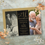 そして今2つの写真50周年結婚 招待状<br><div class="desc">50周年エレガントの招待結婚で、金ゴールドの背景に2つの特別な写真とスタイリッシュタイポグラフィが掲載されている。Thisisnomeによる設計©</div>