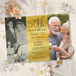 そして今2つの写真50周年結婚 招待状<br><div class="desc">50周年エレガント記念の招待状結婚で、2つの特別な写真と金ゴールドフォイル効果の背景にスタイリッシュタイポグラフィを掲載。Thisisnomeによる設計©</div>