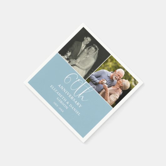 そして今2つの写真60周年結婚 スタンダードカクテルナプキン (角)