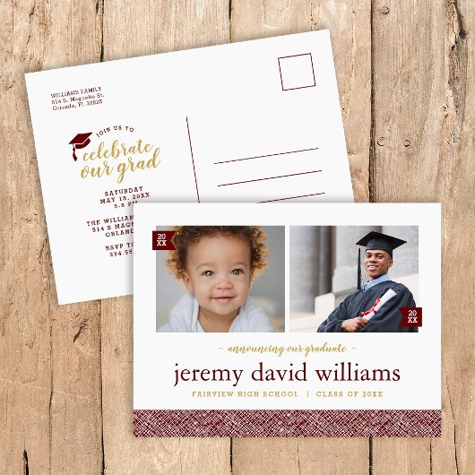 そして今2写真卒業パーティー招待状 案内ポストカード