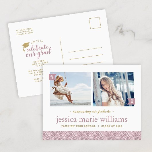 そして今2写真卒業パーティー招待状 案内ポストカード