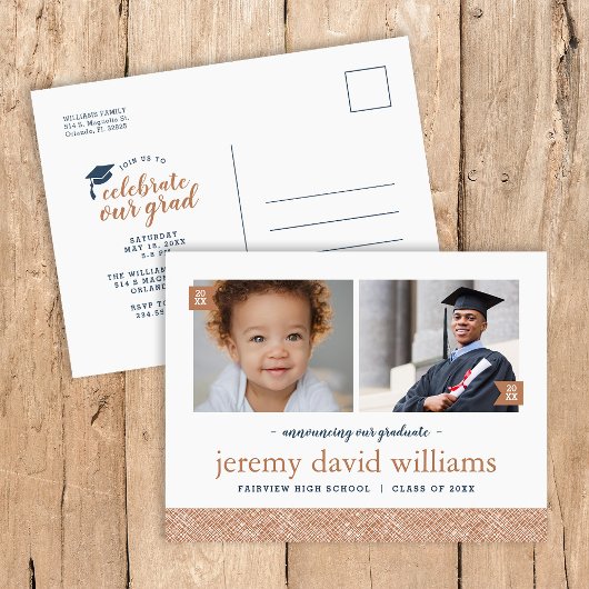 そして今2写真卒業パーティー招待状 案内ポストカード