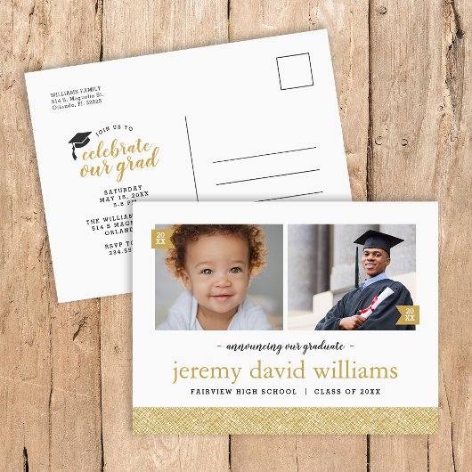 そして今2写真卒業パーティー招待状 案内ポストカード