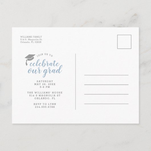 そして今2写真卒業パーティー招待状 案内ポストカード (裏面)