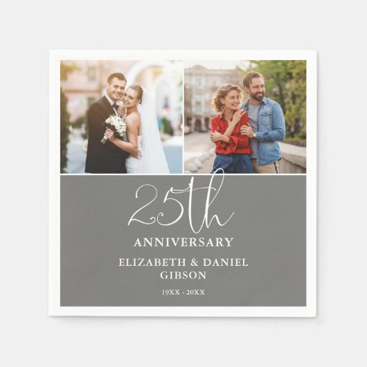 そして今2写真25結婚周年 スタンダードカクテルナプキン (正面)