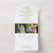 そして今2写真50周年記念結婚金ゴールド オールインワン招待状 (内側)