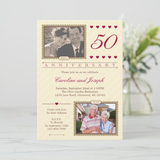 そして今50周年記念結婚招待状 招待状 (スタンド正面)