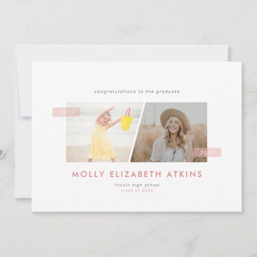 そして今、2つの写真卒業 案内状 (正面)